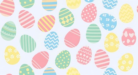 A vibrant and cheerful Easter egg pattern with pastel colors, perfect for spring decorations and holiday themes
