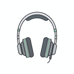 Fototapeta premium A simple, flat illustration of over-ear headphones in gray, black, and mint green