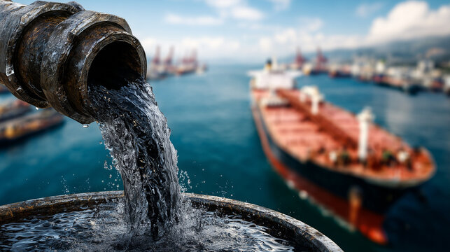 Water Pollution: A stark visual depicting the discharge of pollutants into the sea, highlighting the pressing environmental issue of contamination and its impact on marine ecosystems.