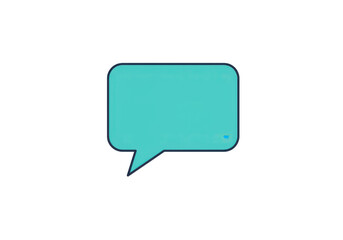 Naklejka premium Teal speech bubble with dark outline for communication and messaging isolated on white background