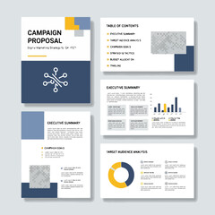 Fototapeta premium Layout with marketing proposal, graphics, and charts