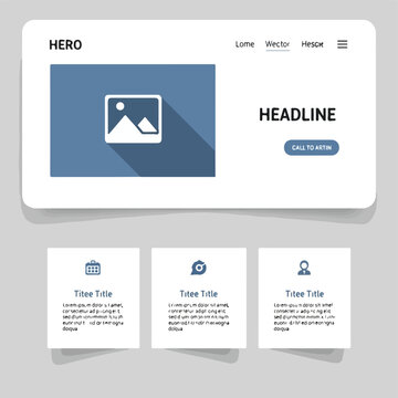 Web design concept for a website with image, headline, and three sections