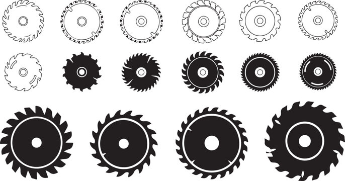 Collection of various circular saw blades in different sizes and styles