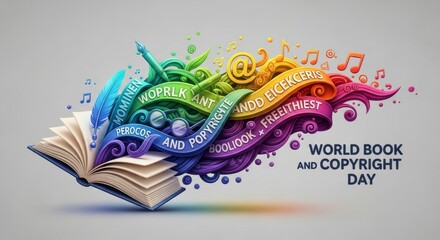 Fototapeta premium Vibrant Illustration for World Book and Copyright Day Celebration