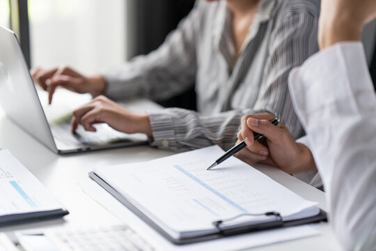Auditor or internal revenue service staff, Business women checking annual financial statements of company. Audit Concept.