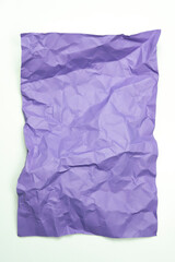 Purple paper wrinkled poster template ,blank glued creased paper sheet mockup. empty paper mockup.	A4 paper.