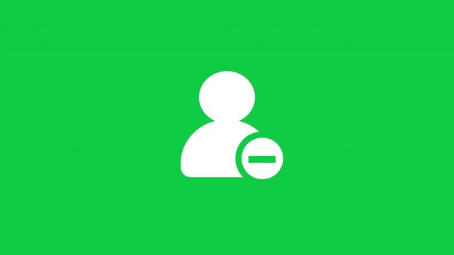 Animated Remove User Icon with Minus Sign for Account Deletion and Member Removal white on green background
