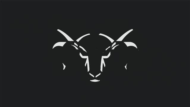 Stylized Goat Head Silhouette with Horns and Face.