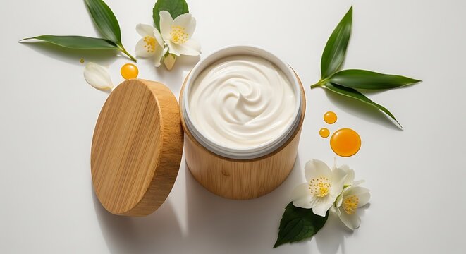 Natural skincare ingredients: aloe vera, marula oil, and tea tree elements. whipped lotion 