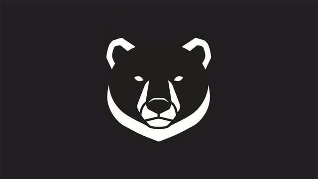Stylized White Bear Head Emblem on Black Background.