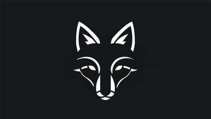 Fototapeta premium Stylized White Fox Face Silhouette on Black Background.
