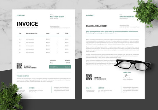 Blue Black Invoice And Letterhead