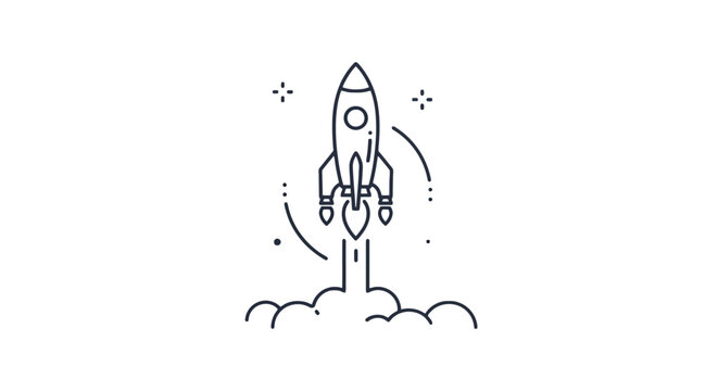 Vector illustration of a rocket launching into space