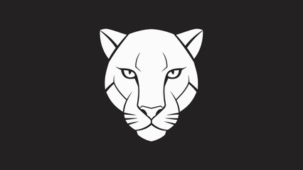 Fototapeta premium Stylized White Panther Head Emblem on Black Background.