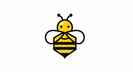 Simple Cartoon Yellow Bee Illustration Design.