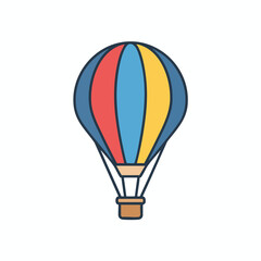 Fototapeta premium A colorful hot air balloon with red, blue, and yellow panels and a basket