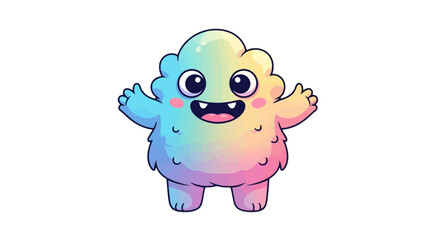 Cute rainbow monster character vector illustration © Lipi