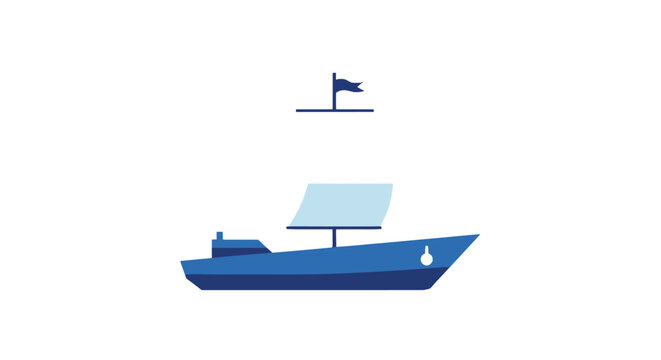 Vector boat icon with flag