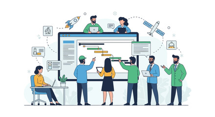 Team Collaborating on Project Management Strategy.