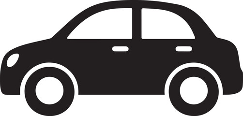 Fototapeta premium Simple illustration of a compact sedan car with four wheels and windows. Vector, illustration