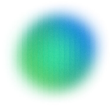Abstract green and cyan orb with ribbed glass texture and noise
