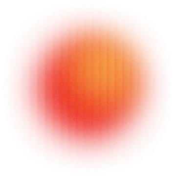 Abstract fiery red and orange sphere with ribbed glass grainy texture
