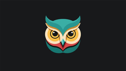 Obraz premium Stylized Owl Face Logo Design with Vibrant Colors.