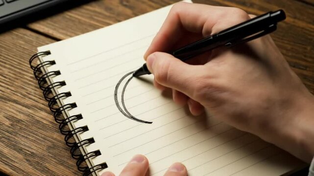 Pen drawing circle on notebook via stop motion animation