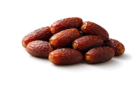 Dates Isolated on White Background, Medjool Khajoor Dried Fruit Packshot,کھجور, تمر, hurma Healthy Organic Sweet Ramadan Food Product Photography for Advertising, Packaging Ecommerce and Food Branding