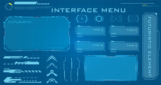 Futuristic HUD Interface Elements Set for Technology UI Design