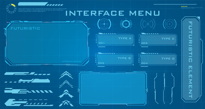 Modern Blue Technology HUD Panels and Callout Banner Set