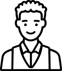 Obraz premium Hand Drawn Male Customer Service Agent Black and White Avatar Illustration in Minimal Line Art Style Design
