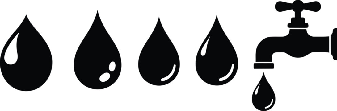 Water droplets and faucet icon