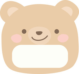 Obraz premium Cute Bear Face Name Tag