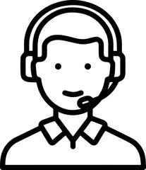 Obraz premium Hand Drawn Male Customer Service Agent Black and White Avatar Illustration in Minimal Line Art Style Design