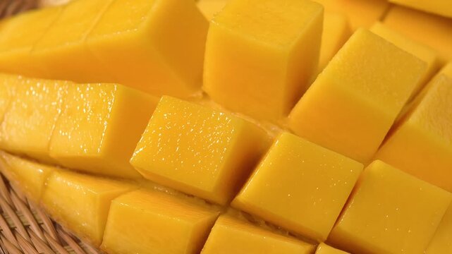 Fresh mango diced into squares
