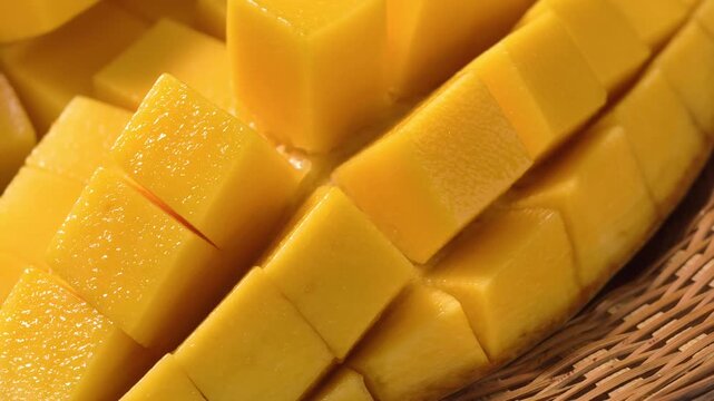 Fresh mango diced into squares