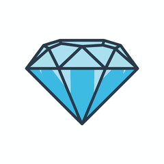 Simple blue diamond icon with faceted planes and dark outlines