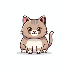 Obraz premium Cute cartoon cat with green eyes and tabby markings sitting down