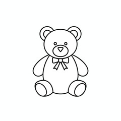 Obraz premium Simple line drawing of a classic teddy bear wearing a bow tie