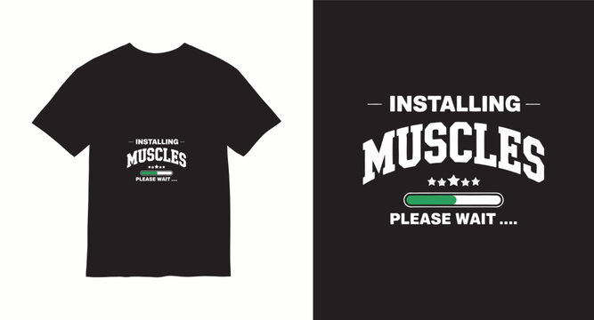 Installing muscles please wait text with progress bar and stars