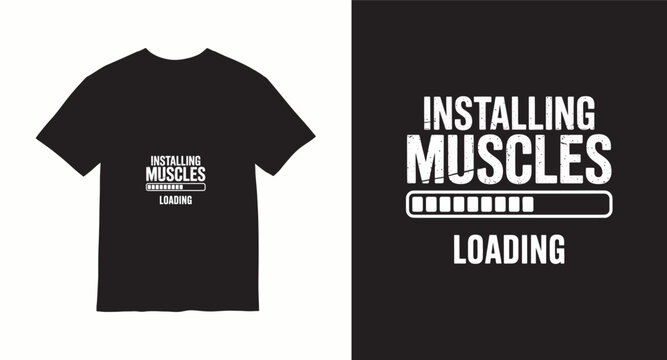 Installing muscles loading progress bar fitness gym workout concept vector illustration