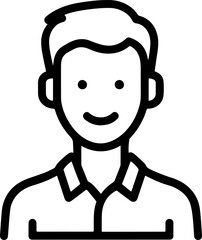 Obraz premium Hand Drawn Male Customer Service Agent Black and White Avatar Illustration in Minimal Line Art Style Design