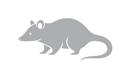 Fototapeta premium Simple Gray Silhouette of a Rat or Mouse Animal.