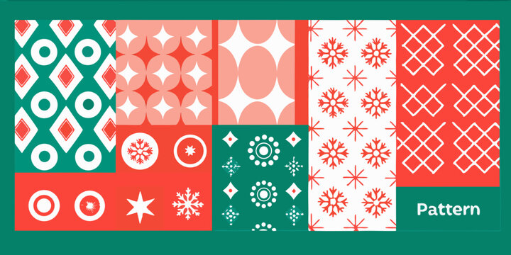 A vibrant collection of retro inspired geometric and floral patterns