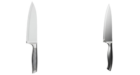 Obraz premium Two shiny kitchen knives on transparent background