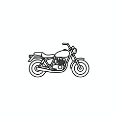 Fototapeta premium Simple black line drawing of a motorcycle, from the side view
