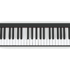 Fototapeta premium Close-up, top-down view of a digital keyboard with black and white keys