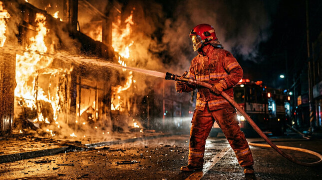 Foundry worker standing near molten steel furnace