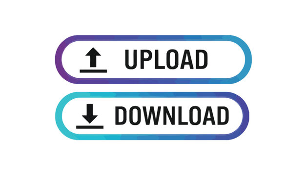A colorful upload and download button icon set for web design